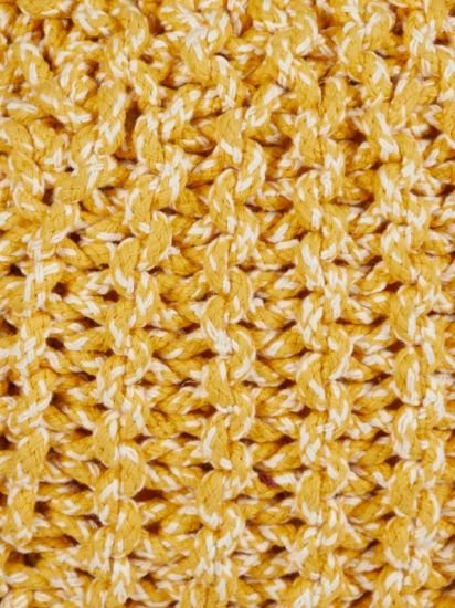 Chunky Knitted Pouffe, Mustard